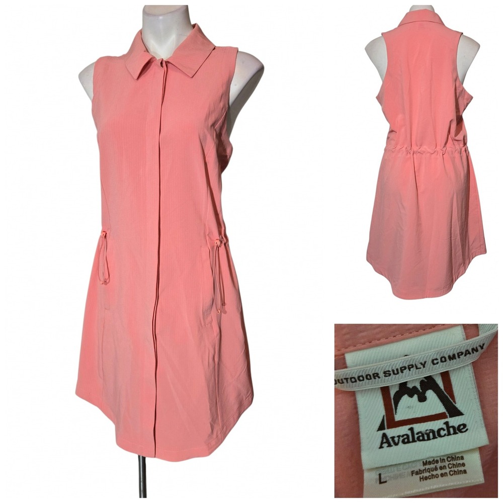 Avalanche Outdoor Supply Co Pink Sleeveless Drawstring Waist Shirt Dress Large